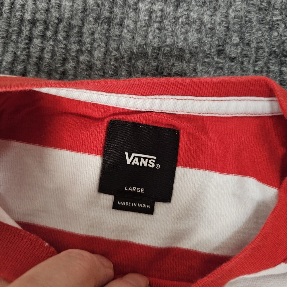 Vans Shirt Mens Large Red White Striped Graphic Skateboard Tee - Picture 3 of 10